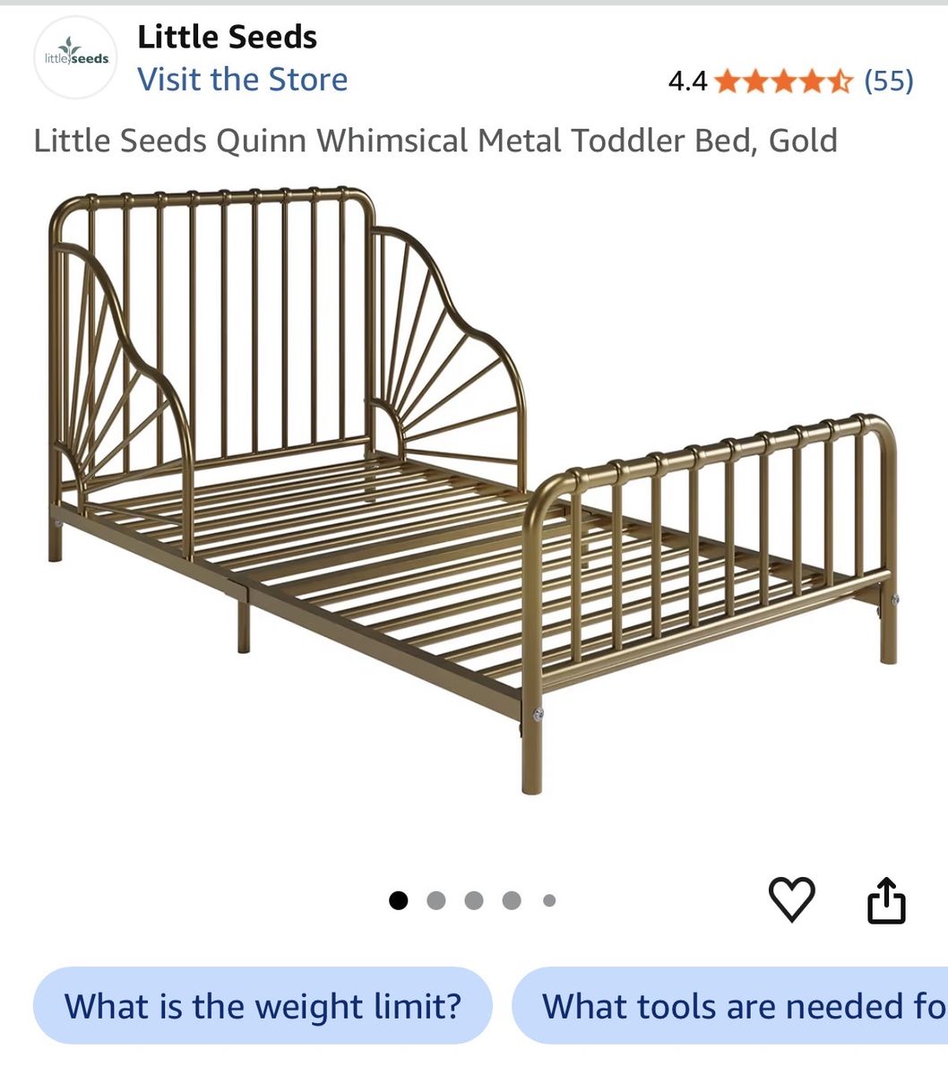 Gold Toddler bed w/mattress — EXCELLENT condition