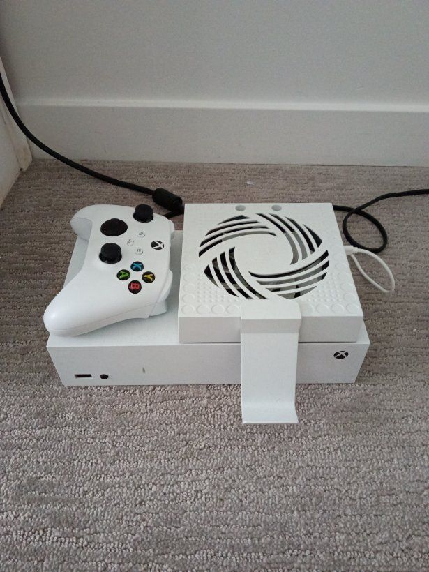 Microsoft Xbox One S Console Bundle White with Wireless Controller & Cooling Fan Attachment
