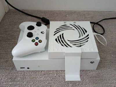 Microsoft Xbox One S Console Bundle White with Wireless Controller & Cooling Fan Attachment