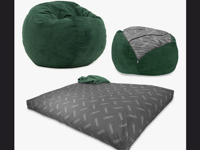 New in Box CordaRoy's FULL Chenille Convertible Bean Bag Chair rainforest green