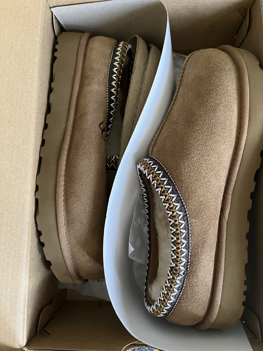 UGG Tasman II Slipper Chestnut Women's Size 9 Embroidered Braid Fleece Lined New in Box
