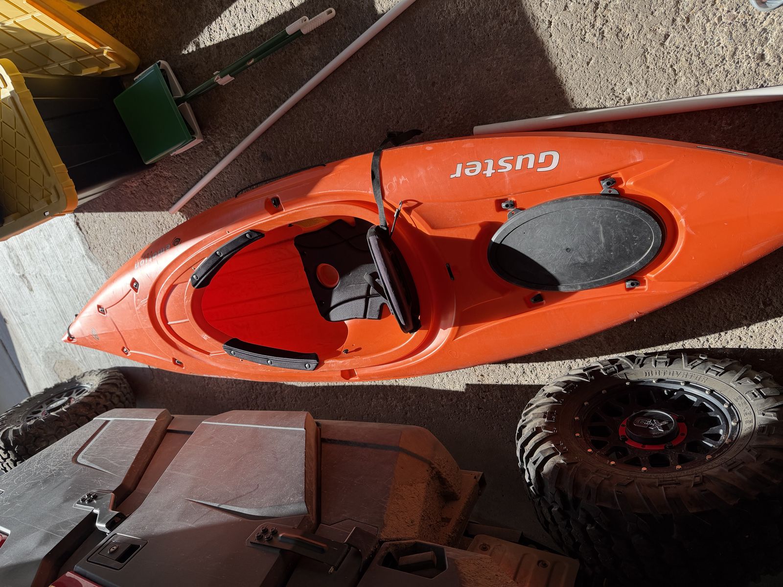 Emotion Guster Orange Kayak with Backrest and Hatch Storage