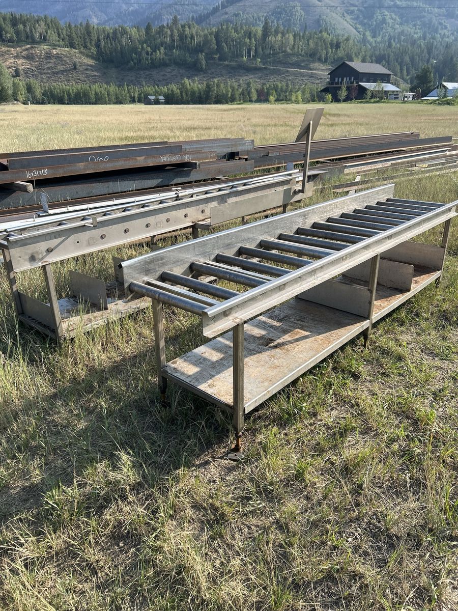 Heavy Duty Stainless Steel Conveyor Roller Tables 10' long 20"wide rollers - Set of 2