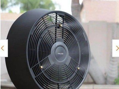 NewAir FMF2K5BK00 Outdoor Misting Pedestal Fan - 16.93" H, Black, Water Connection, GFCI Plug