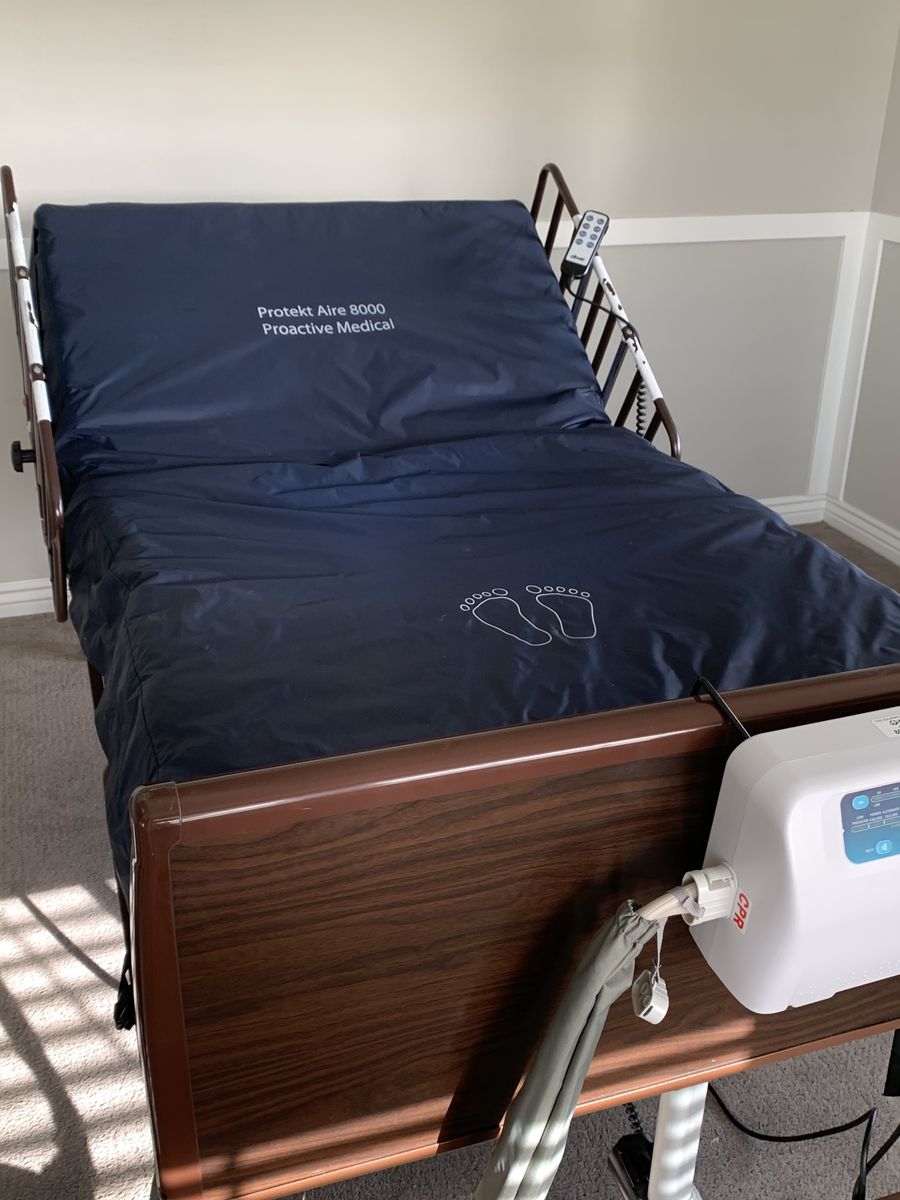 Hospital Bed w/ Air-circulating Mattress - electric adjustable; rated bariatric