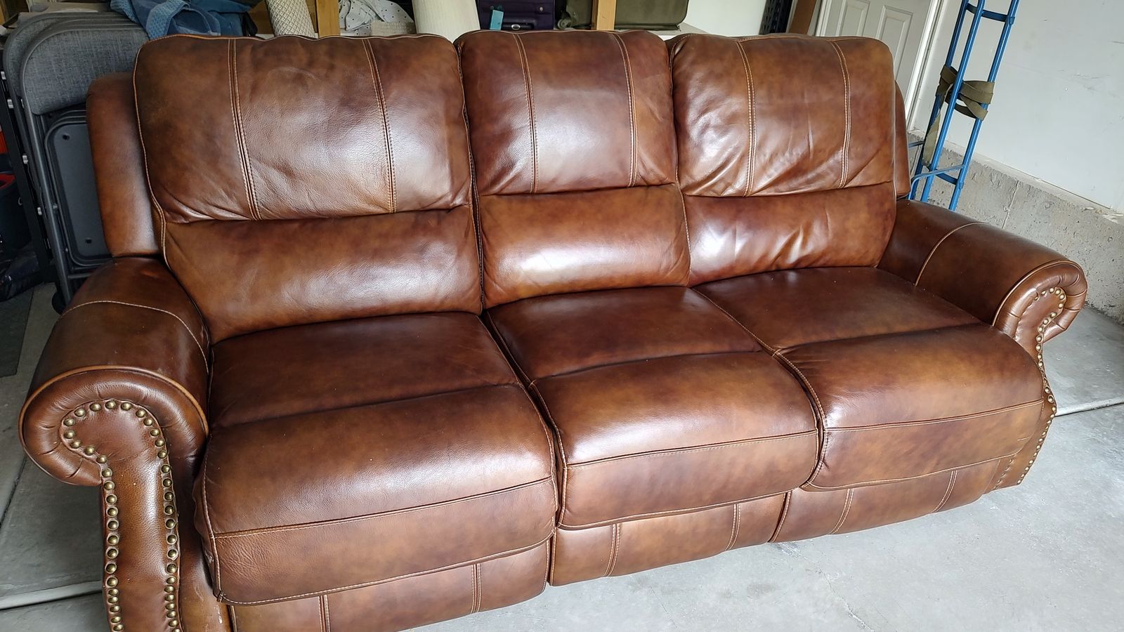 Great Leather 2 Recliner Couch - Removable Back for small spaces