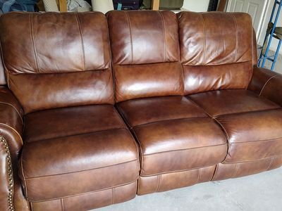 Great Leather 2 Recliner Couch - Removable Back for small spaces