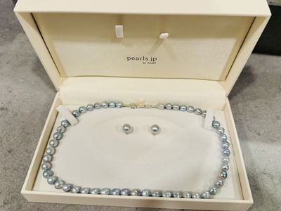 Silver/Blue Japan Akoya Pearl Set