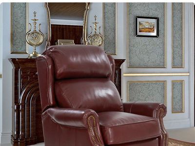 Genuine Full Grain Leather Wingback Lounge Chair