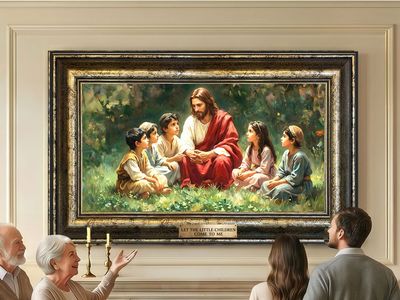 New. Original Framed "Let the Children Come to Me" Limited Edition Canvas Print