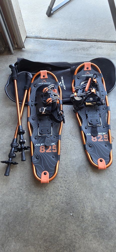 Snowshoes with poles and bags