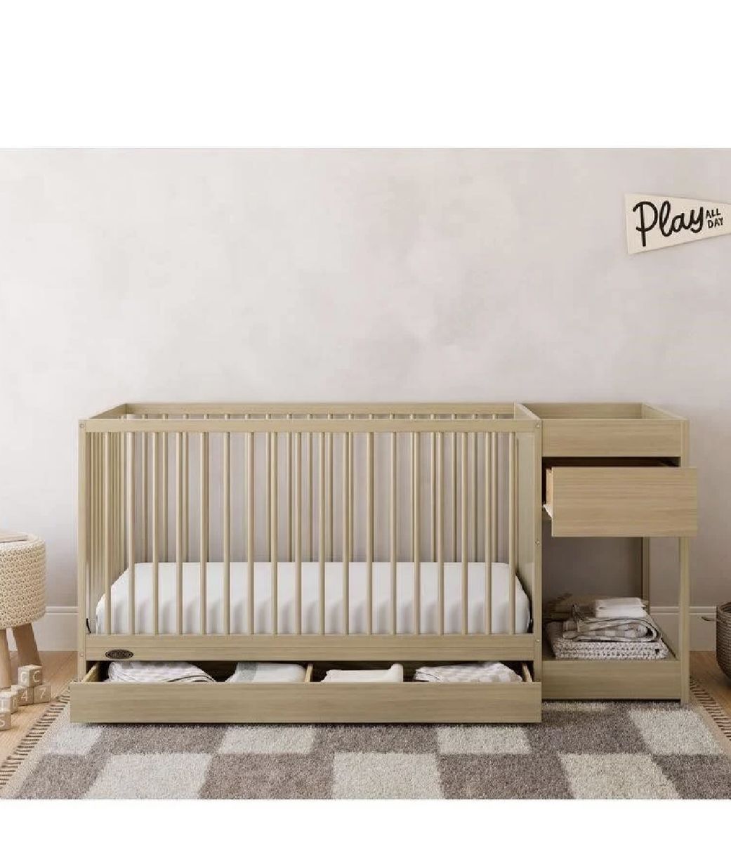 Graco Teddi Driftwood 5-in-1 Convertible Crib with Changing Table