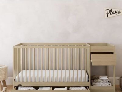 Graco Teddi Driftwood 5-in-1 Convertible Crib with Changing Table
