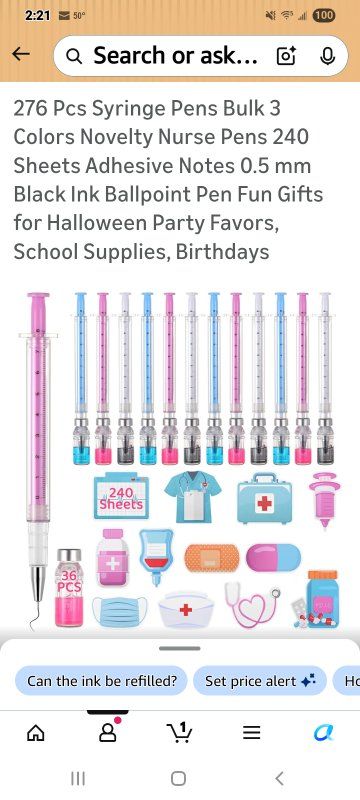 New in Box! 276 Piece Novelty Nurses Syringe Roller Ball Pen Kit