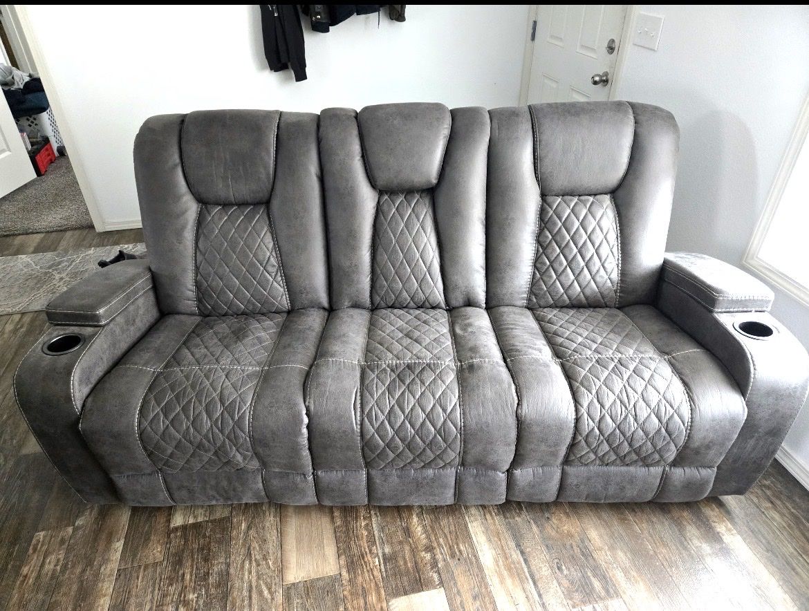 Recliner, loveseat, and sofa set