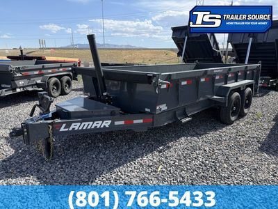 7x16 Lamar DT Dump Trailer - 24" Sides - 14K GVWR - Stabilizer Jacks, Telescopic
