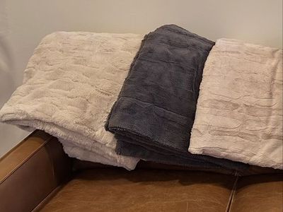 5 Minky Couture Blankets, Grande & Monster size, Sorbet, Lush, and Hugs Style- Soft, Textured, Plush Throws