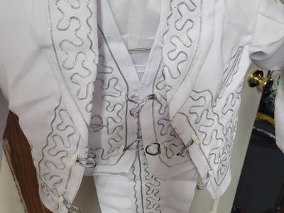 Child's White Charro Suit with Silver Embroidery - Size 4-6
