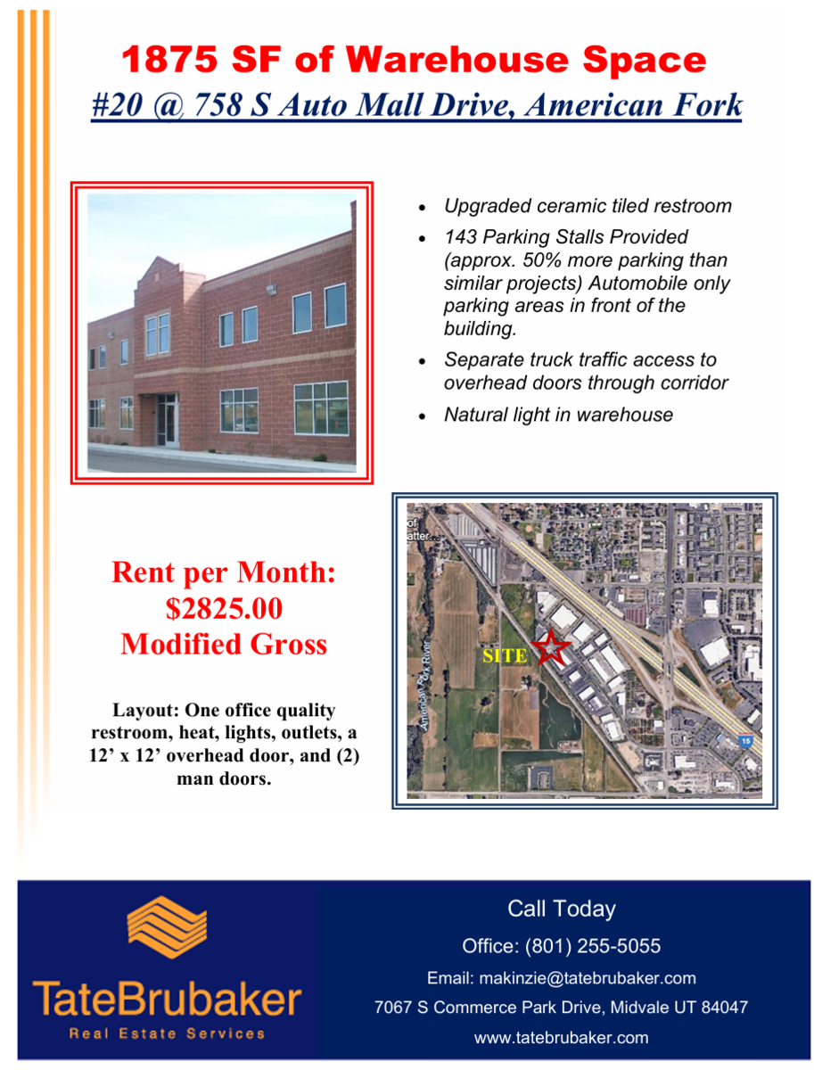 1875 SF of Warehouse in American Fork