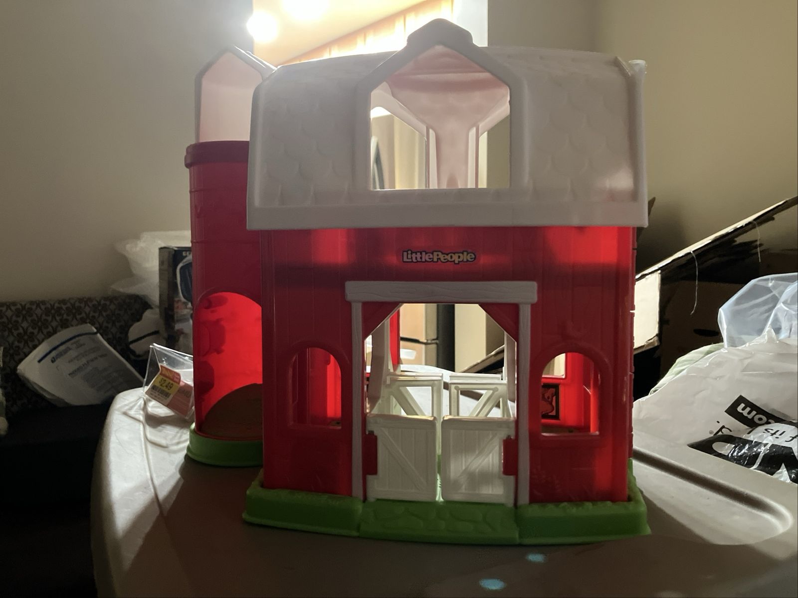 Fisher-Price Little People Red Barn Toy Play Set, Has the Farmer, Woman and Hey.