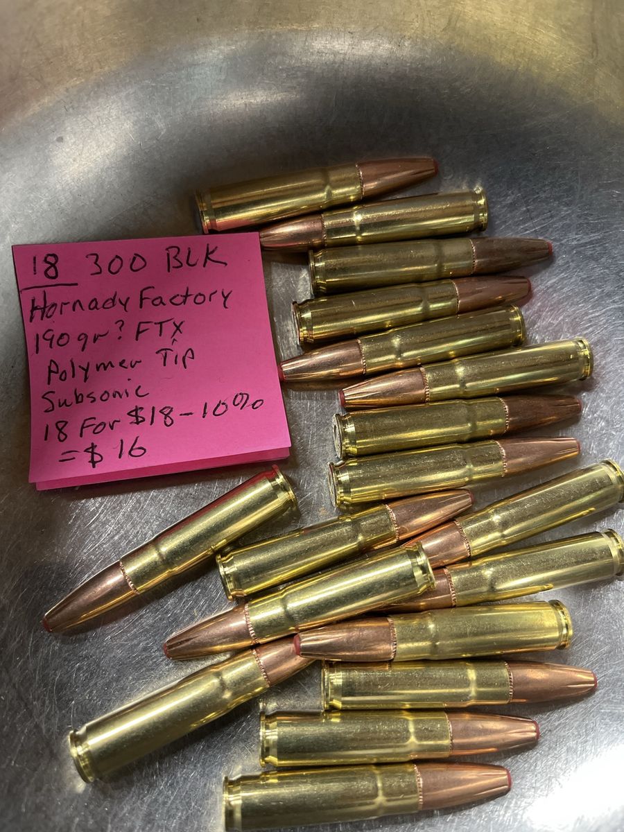 Hornady Factory 300 BLK 190gr FTX Subsonic Polymer Tip Ammunition - 18 Rounds