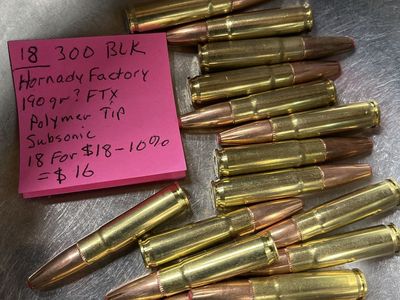 Hornady Factory 300 BLK 190gr FTX Subsonic Polymer Tip Ammunition - 18 Rounds