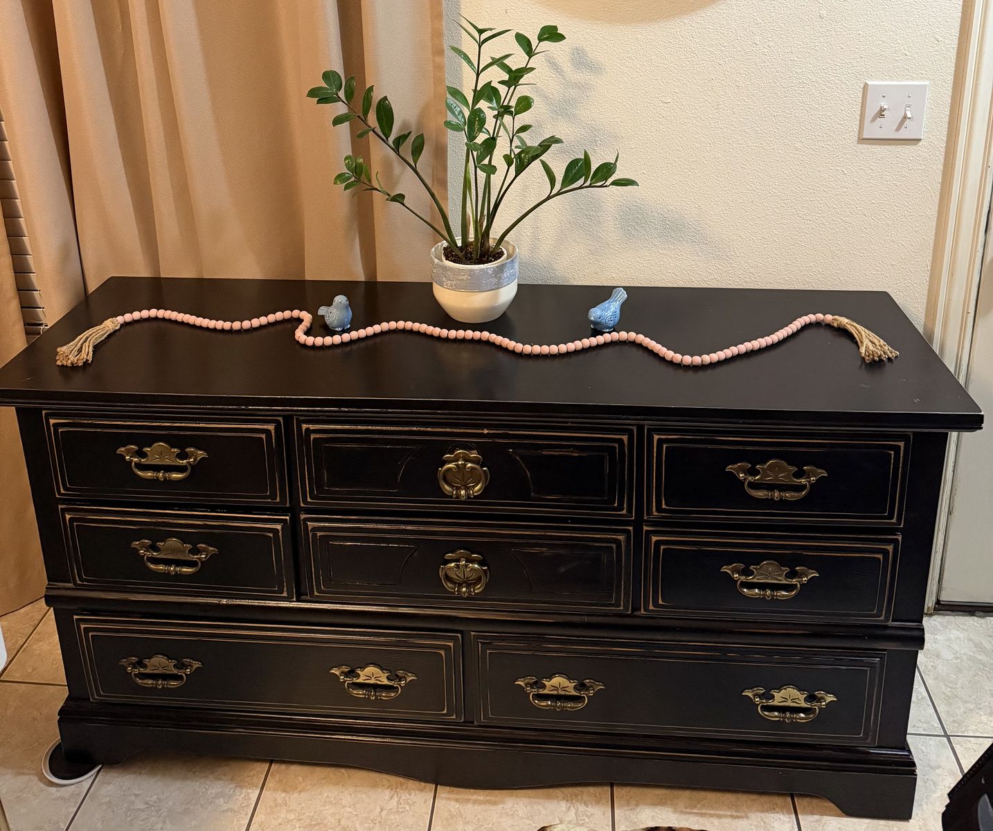 8-Drawer Wood Dresser, Painted Black