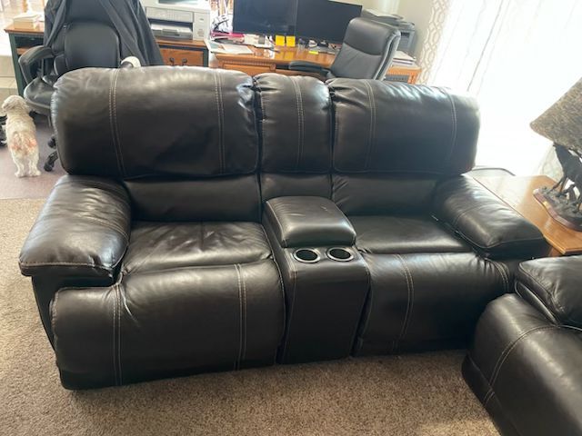 Leather electric recliner loveseat