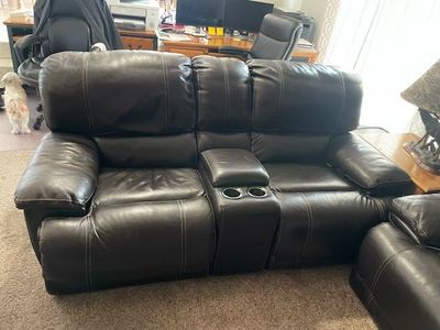 Leather electric recliner loveseat