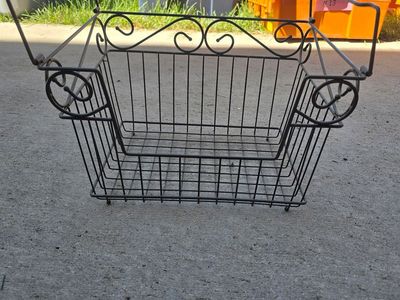 Princess House Meridian Stacking Wire Basket – Large Scrolled Metal Pantry Storage