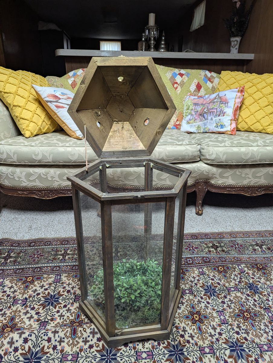 Hexagonal Wood and plexiglass Decorative Lantern Terrarium