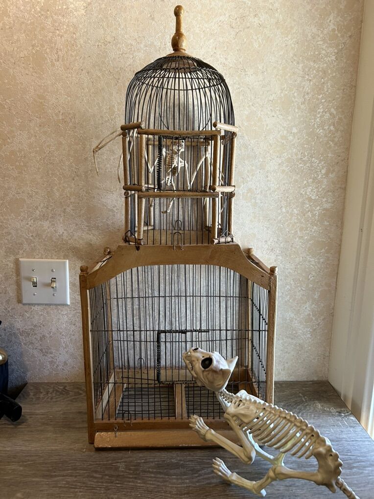 REAL BIRDCAGE Wood & Wire Vintage Architectural