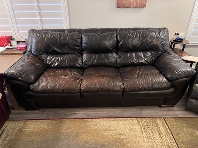 $300 OBO Espresso dark brown Genuine leather Couch Sofa Love Seat Set