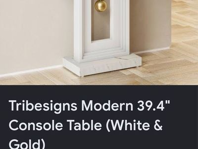 Tribesigns Modern 39.4" Console Entryway Table - White Faux Marble & Gold Accent