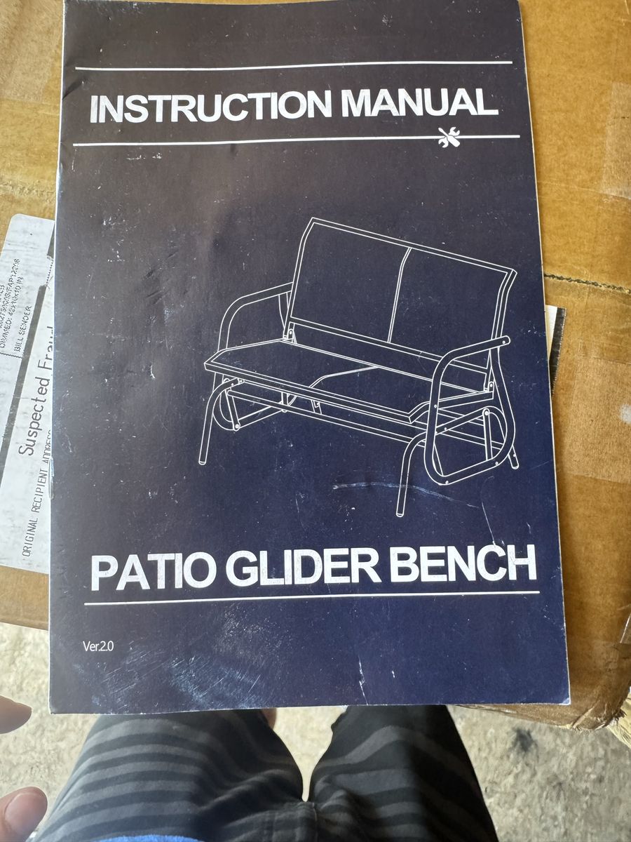 New Patio Glider Bench - Unassembled Outdoor Seating