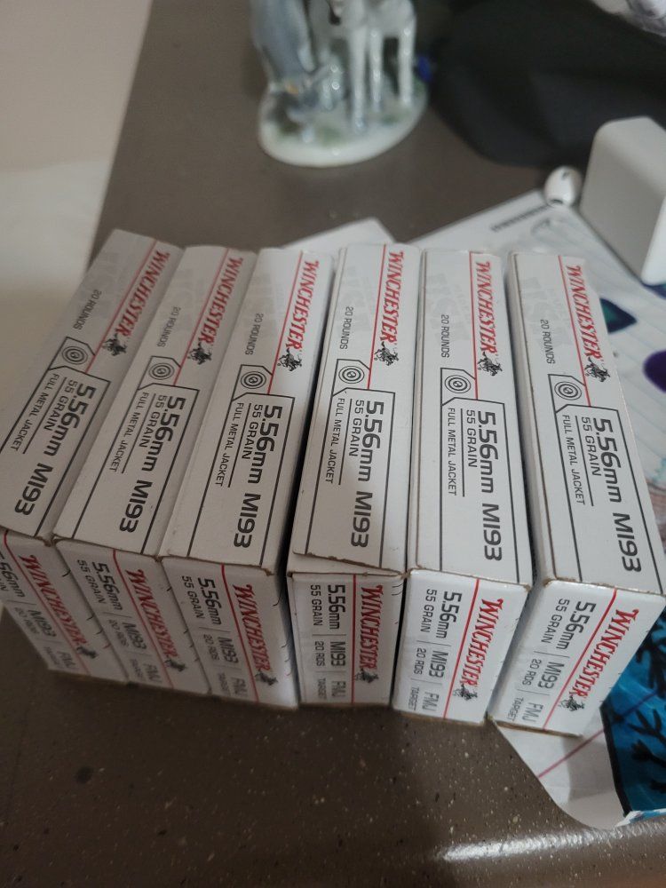 Winchester 5.56mm M193 55 Grain Full Metal Jacket Ammunition - 20 Rounds per box (6 boxes)
