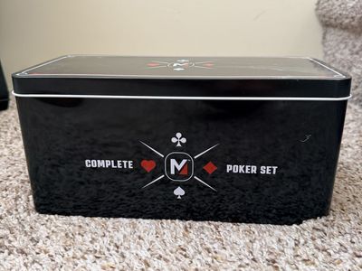 Complete Poker Set with Chips, Cards, and Felt Mat in Storage Tin - Perfect for Game Night!