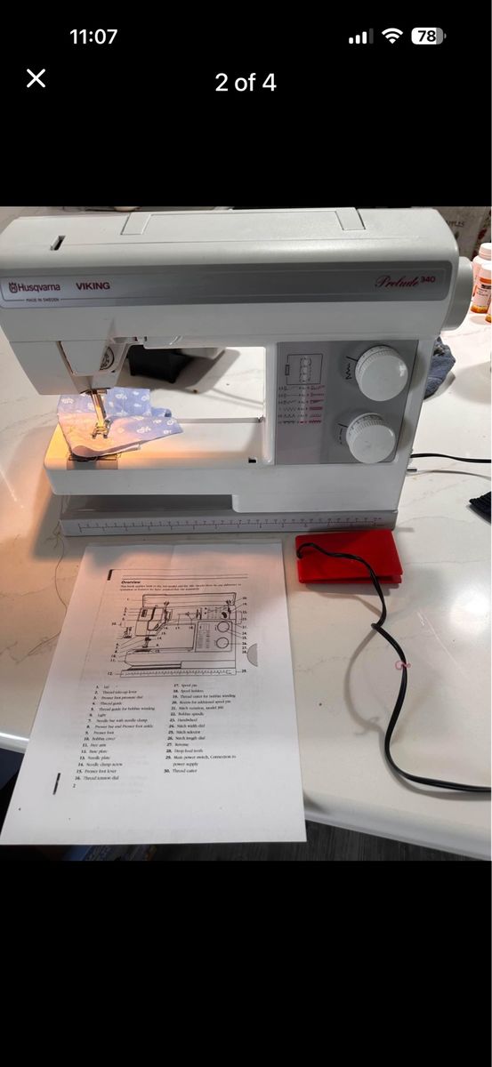 Husqvarna Viking Prelude 340 Sewing Machine with Foot Pedal & Manual
