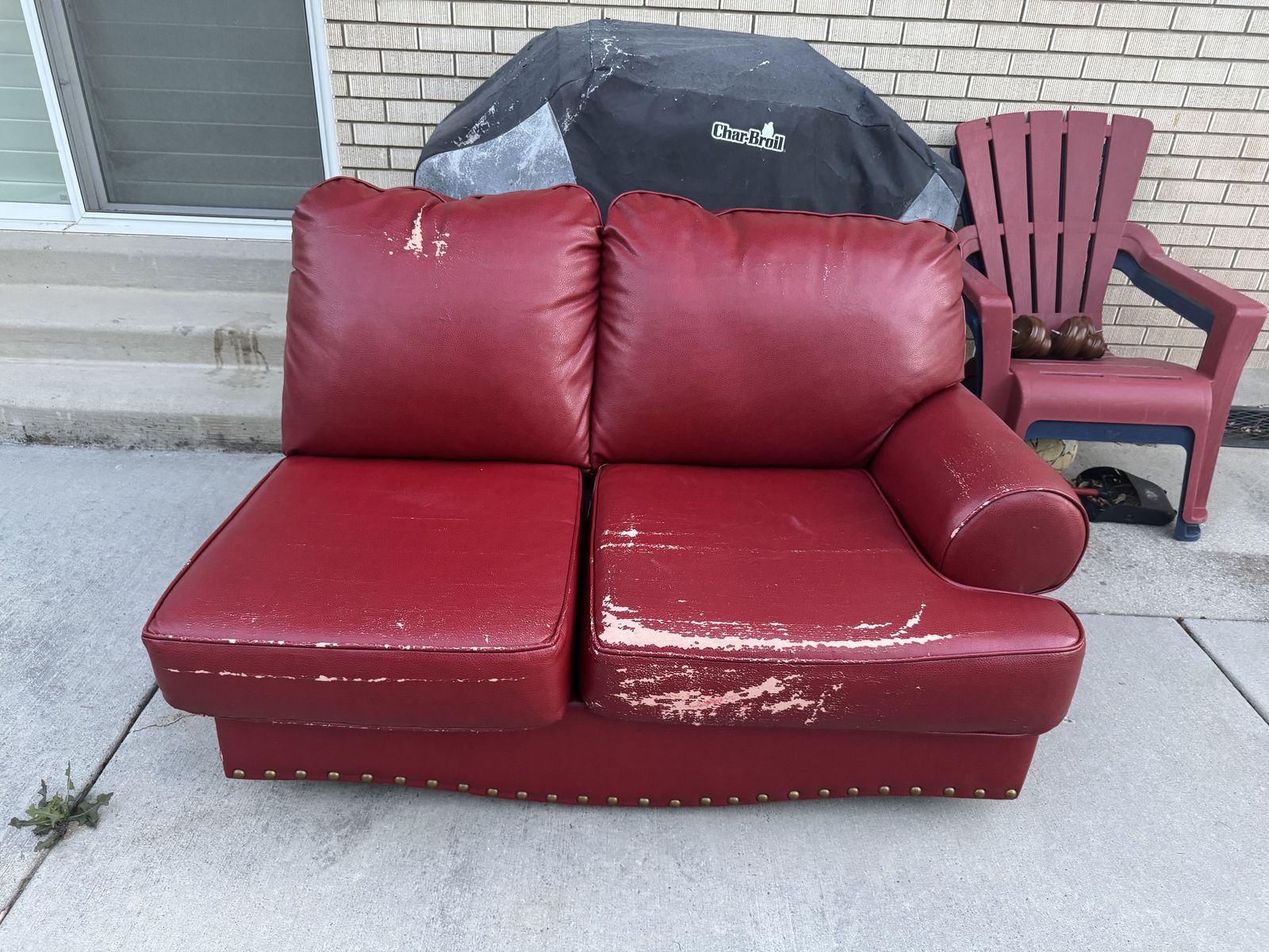 Free leather loveseat part of sectional