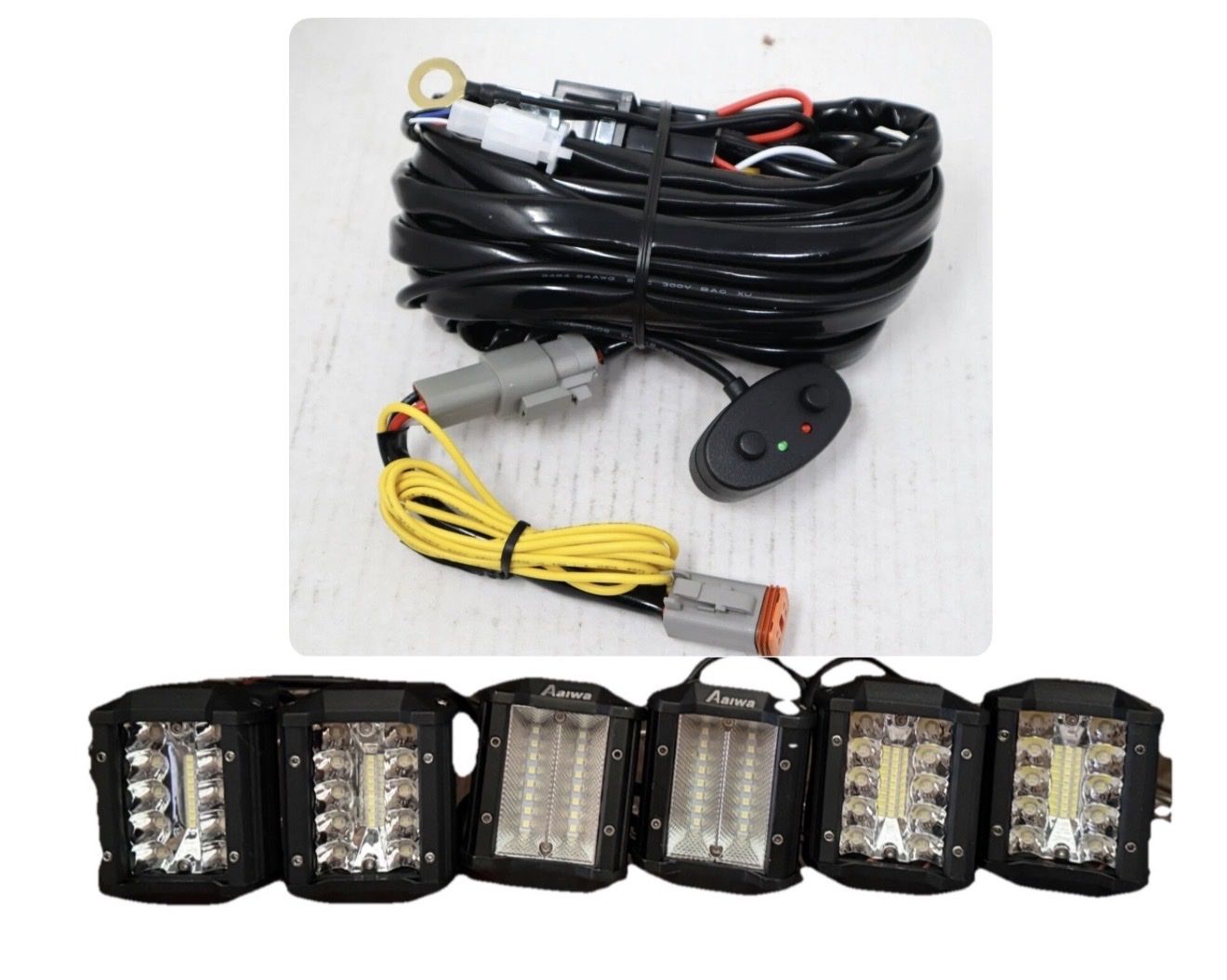 Set of 6 led lights and wire harness