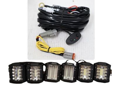 Set of 6 led lights and wire harness