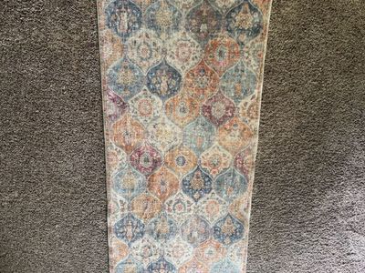 Multi-Color Medallion Pattern Runner Rug - Reversible, Bohemian Style, UsedGood