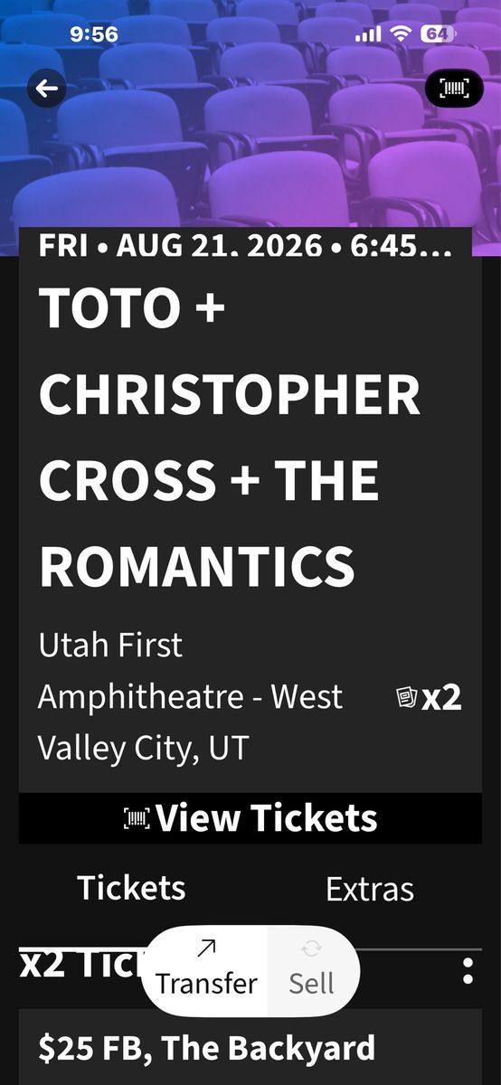 Toto + Christopher Cross + The Romantics Tickets - Aug 21 2026 VIP Row A sec 202 Box parking 