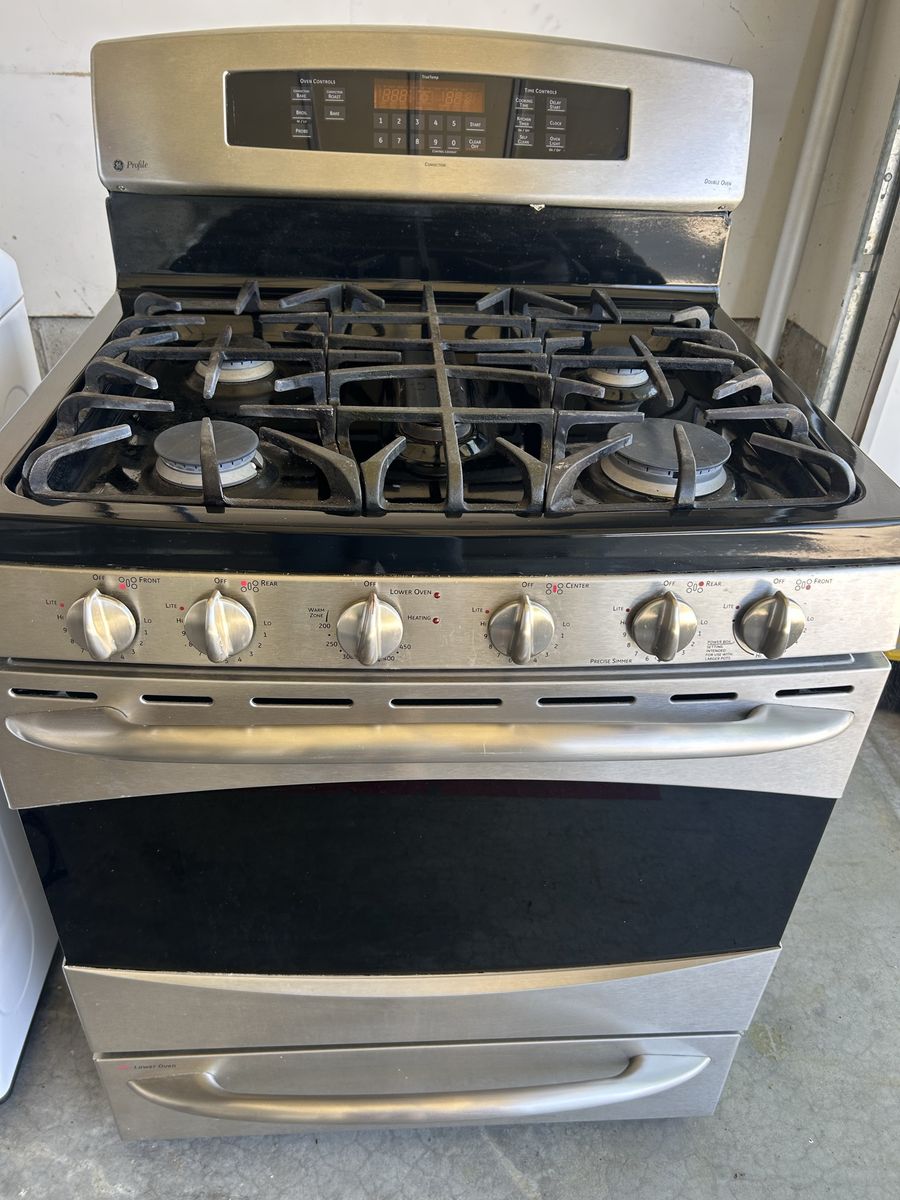 GE Profile Stainless Steel Gas Range Oven - 5 Burner and 2nd lower oven drawer