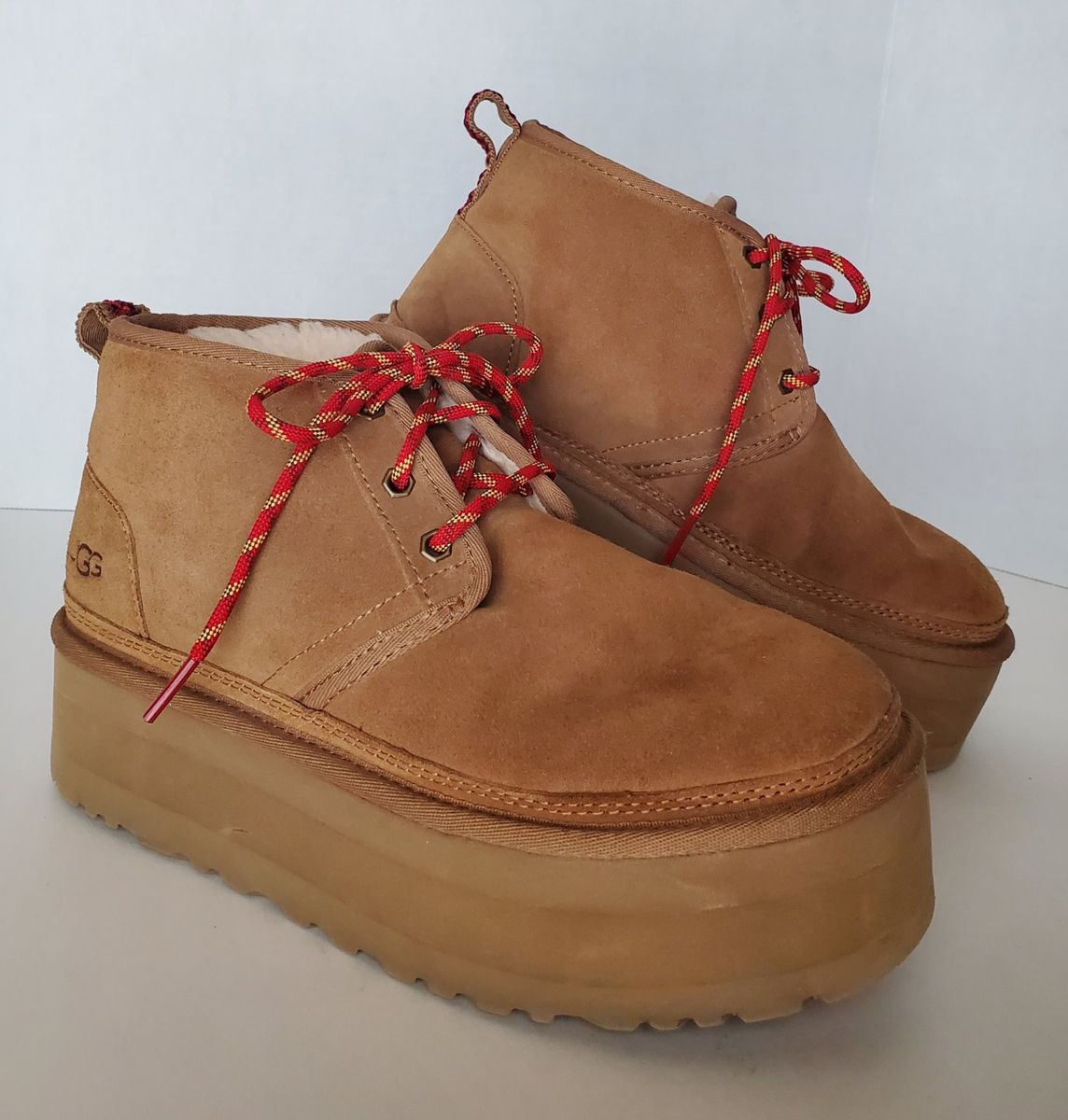 Size 8 - UGG Neumel Heritage 2" Platform Chestnut Ankle Lace Up Chukka Boots