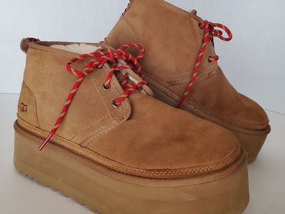 Size 8 - UGG Neumel Heritage 2" Platform Chestnut Ankle Lace Up Chukka Boots