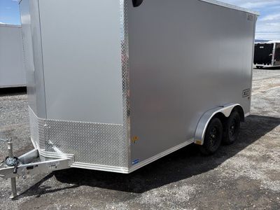 7.5x14 Alcom EZ Hauler XLT Aluminum Enclosed Cargo Trailer - 7'0" Interior - 3.5K GVWR - .080 PolyCor, Rear Spoiler w/ Load