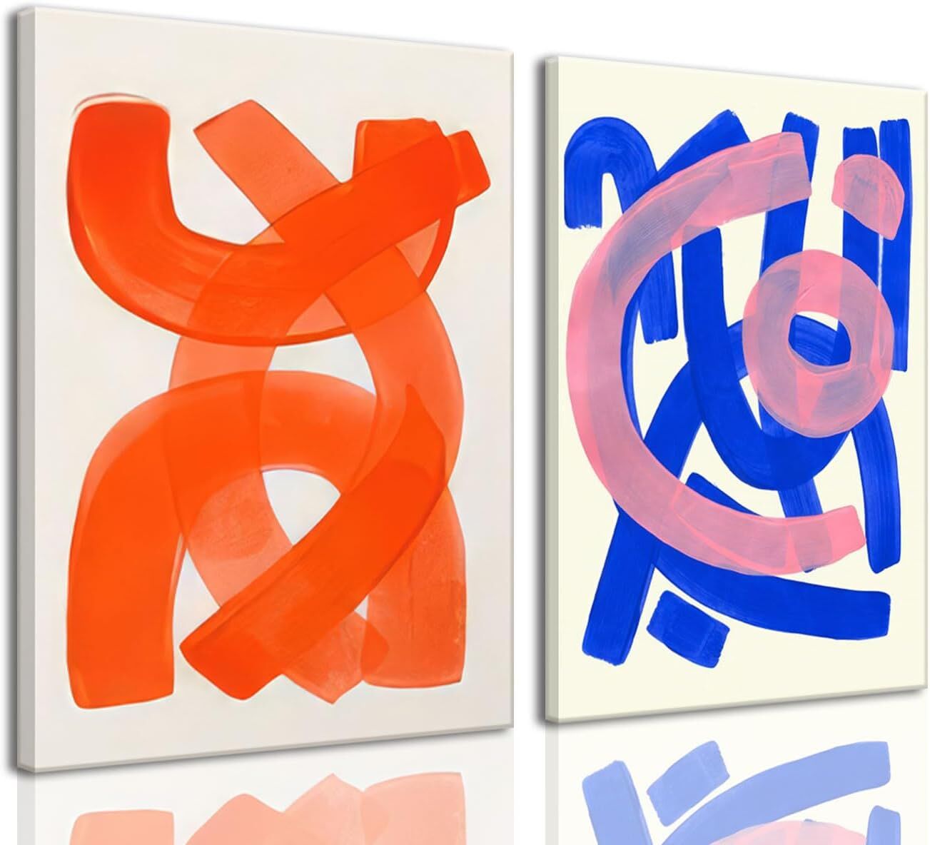 16" x 24" Abstract Colorful Canvas Wall Art Minimalist Geometric Painting Prints Framed Set of 2