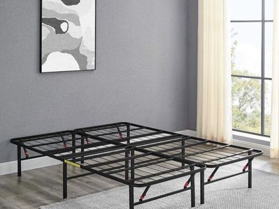 Foldable King Size Heavy-Duty Metal Bed Frame – Like New