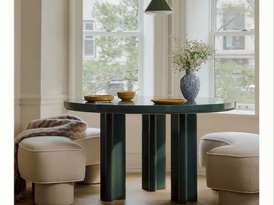 Anthropologie Winton Round Lacquered 54" Dining Table - Dark Green